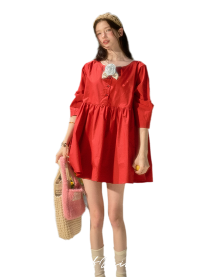 Cherry Cotton Babydoll Dress