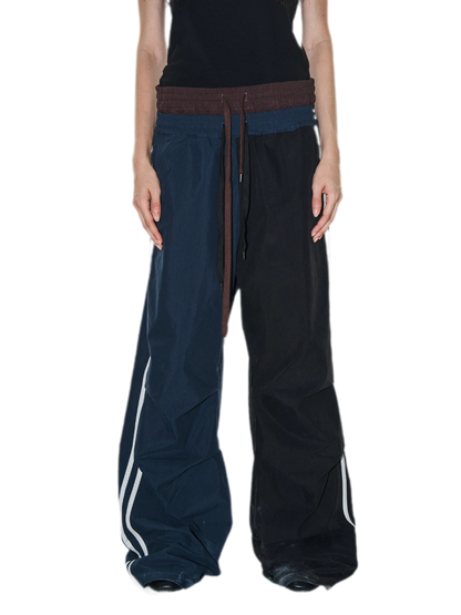 Pleated Wide-Leg Track Pants