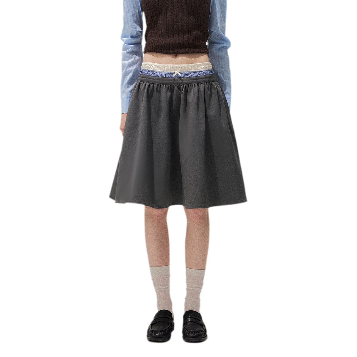 Pleated A-Line Mini Skirt