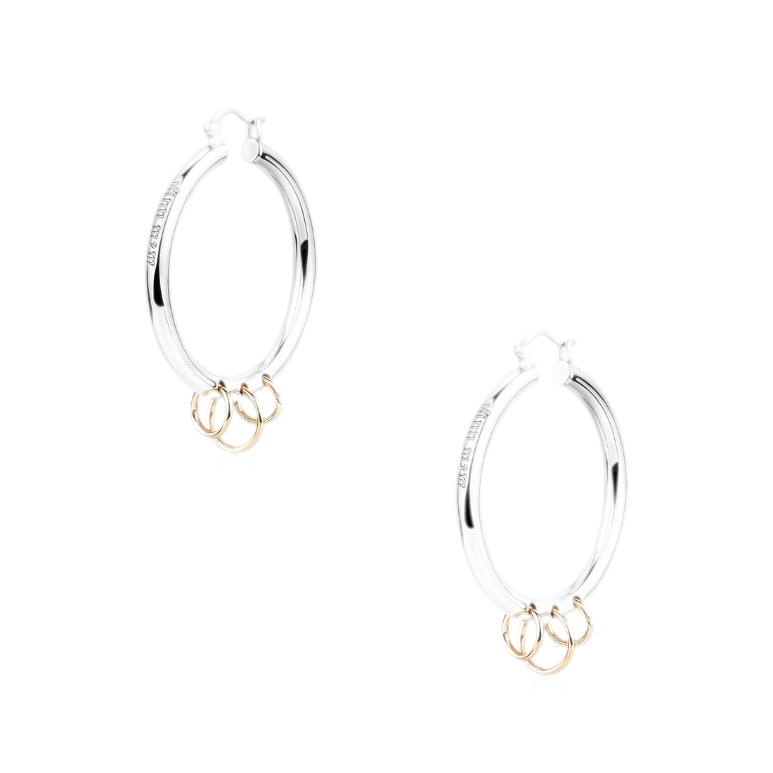 Punk Style Overlapping Gold and Silver Earrings