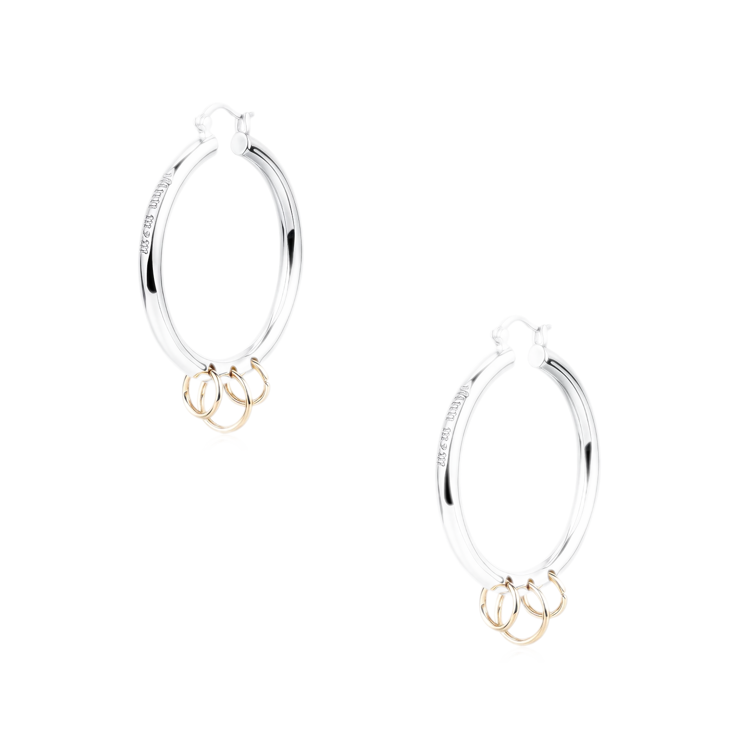 Punk Style Overlapping Gold and Silver Earrings