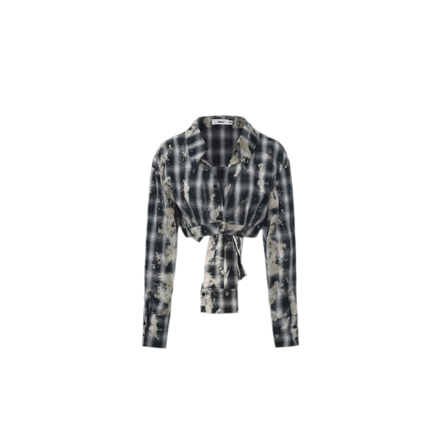 Distressed Plaid Cropped Shirt