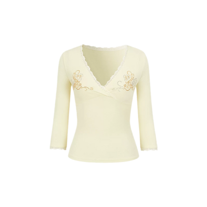 Embellished Lace Knit Top