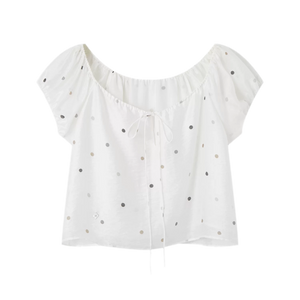 White Dots (Puff Sleeve Short Sleeve) (Pre-order) / S