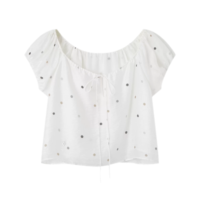 White Dots (Puff Sleeve Short Sleeve) (Pre-order) / S