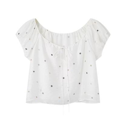Polka Dot Puff Sleeve Top