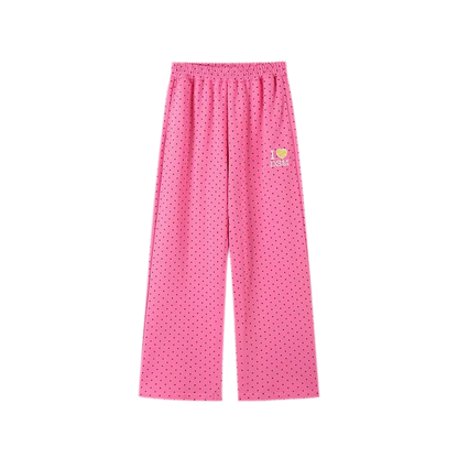 Polka Dot Relaxed Straight-Leg Pants