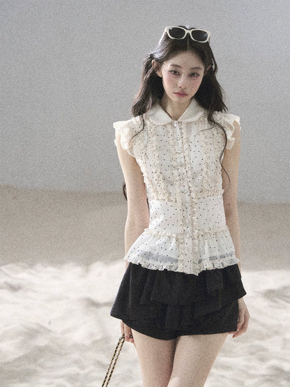 Polka Dot Ruffle Blouse