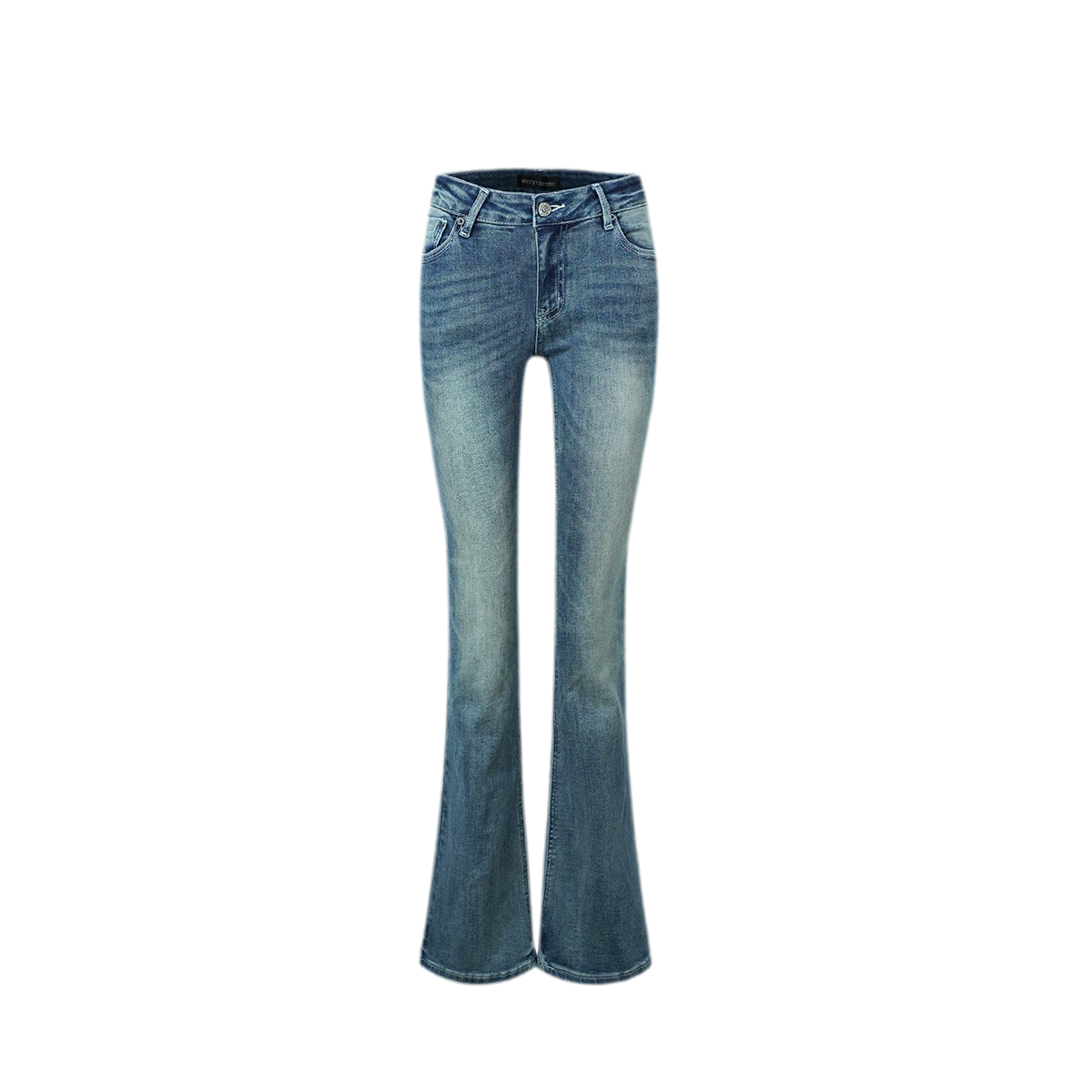 Distressed Low-Rise Slight-Flare Jeans
