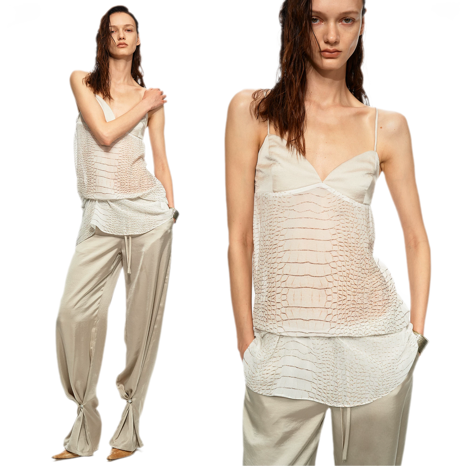 Sheer Satin Snake Camisole