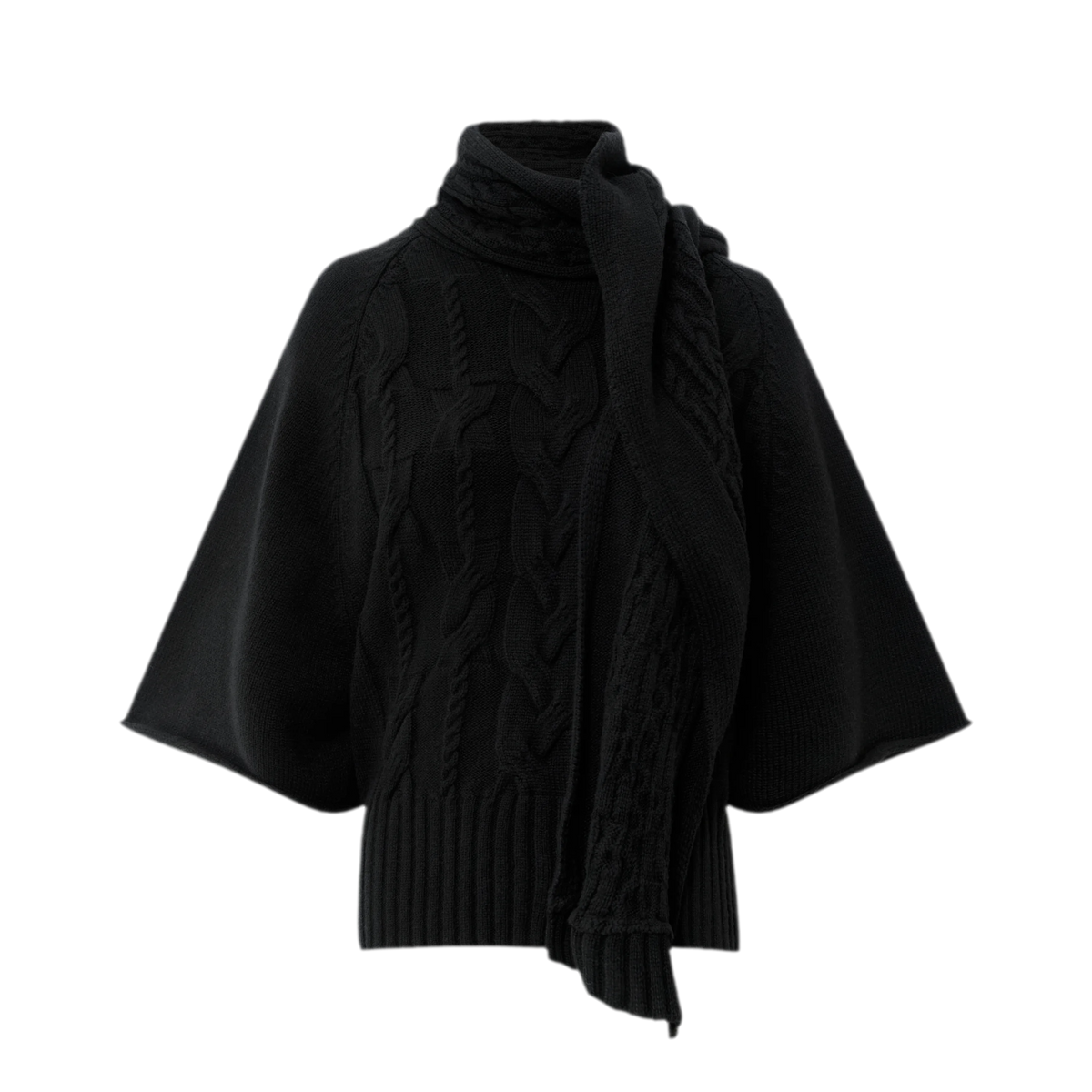 Kabelstrick-Cape-Pullover