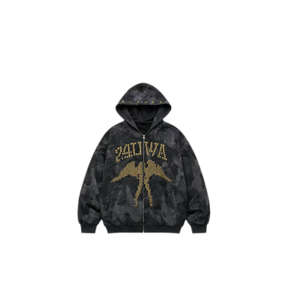 Camouflage Rhinestone Hoodie Sweatpants Set