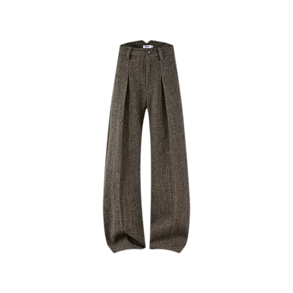 500G Houndstooth Pleated Wide-Leg Pants