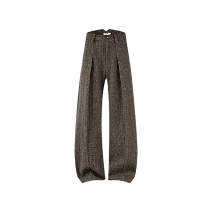 500G Houndstooth Pleated Wide-Leg Pants