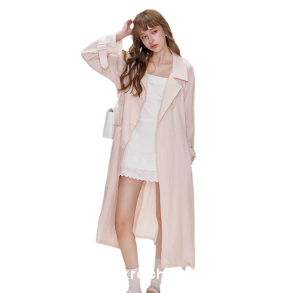 Lightweight Oversized Tie-Waist Trench Coat