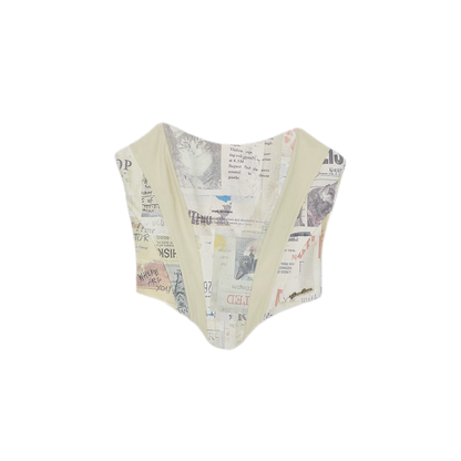 Printed Fishbone Bustier Top
