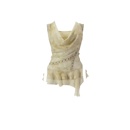 Dyed Chiffon Cowl Tank
