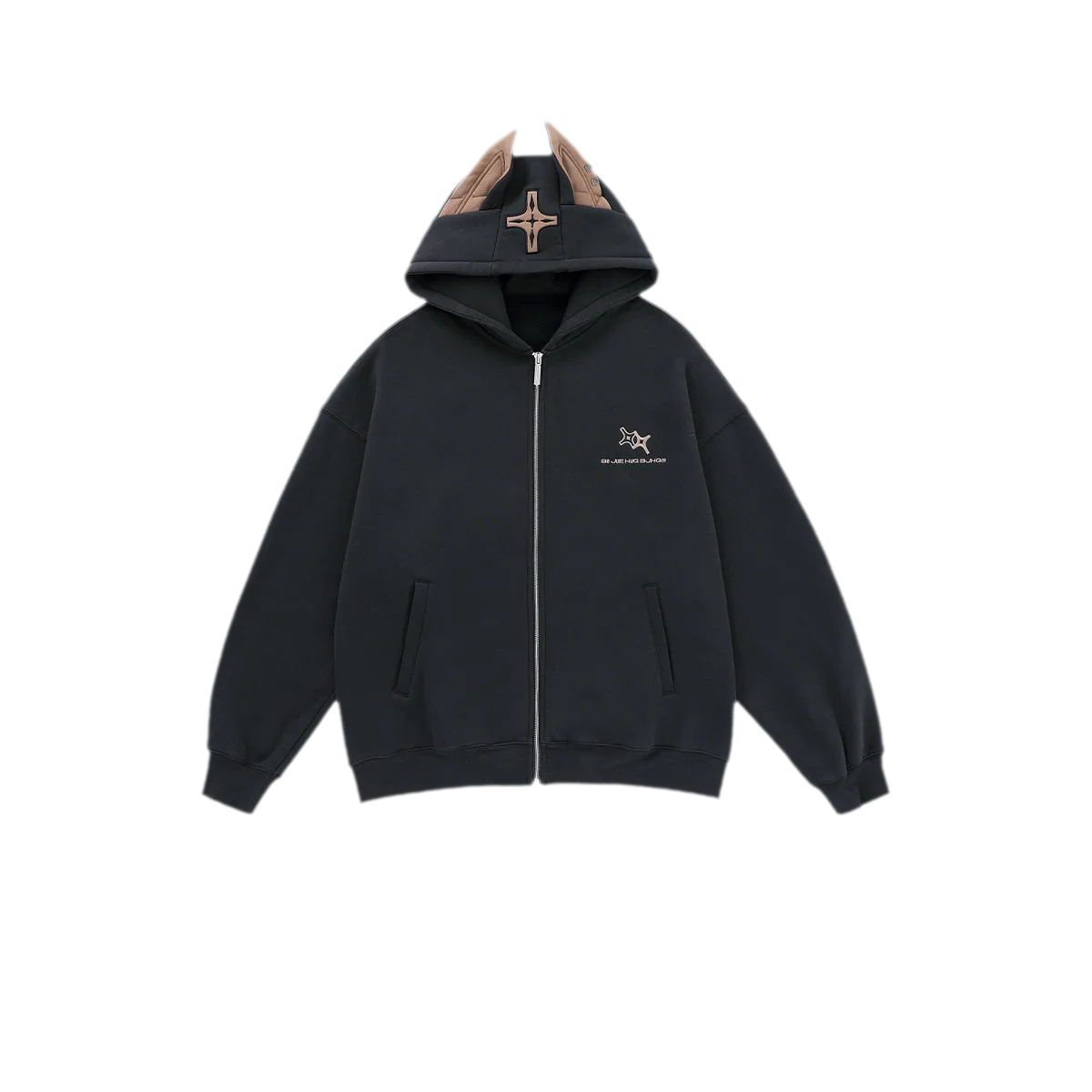 厚磅刷毛拉鍊連帽外套