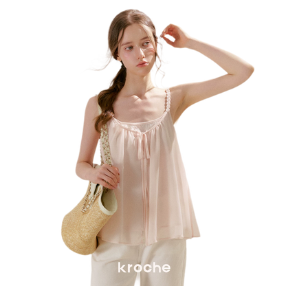 French Holiday Chiffon Top