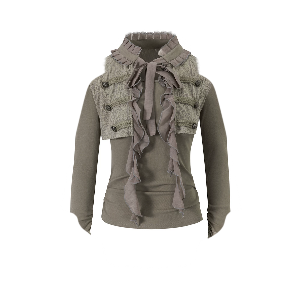 Blouse met getextureerd ruchespaneel