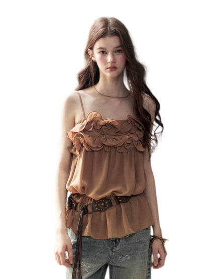 Chiffon Ruffle Cami Top