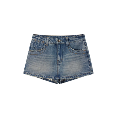 Light Indigo Distressed Denim Skort