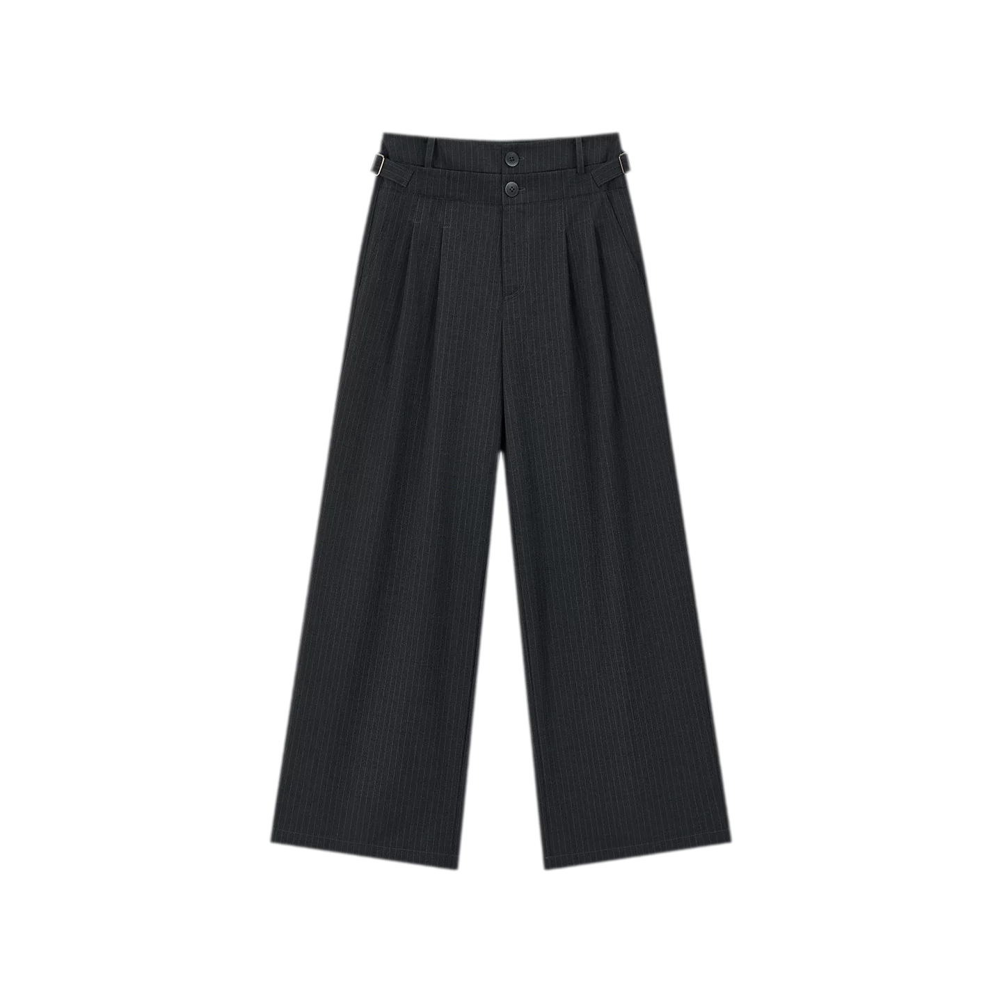 Pinstriped Pleated Wide-Leg Trousers