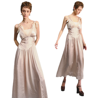 Lace Tie Satin Dress