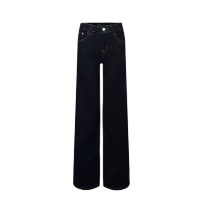 Raw Denim Low-Rise Wide-Leg Jeans