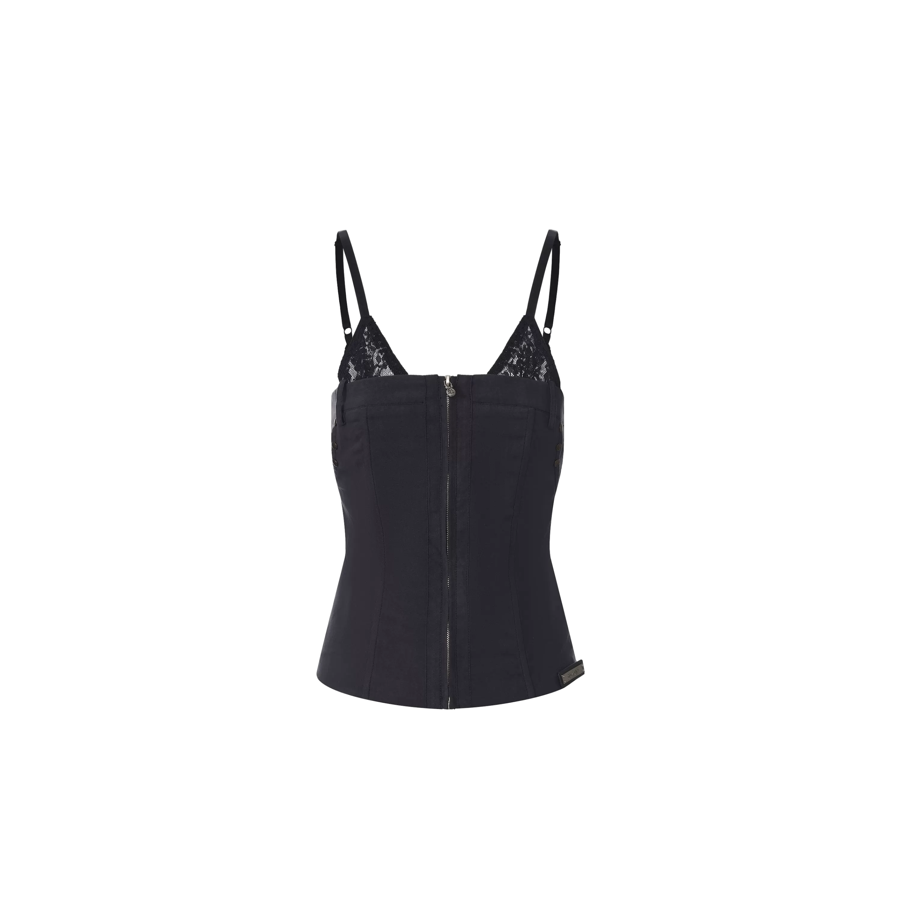 Lace Spliced Waist-Cinched Camisole
