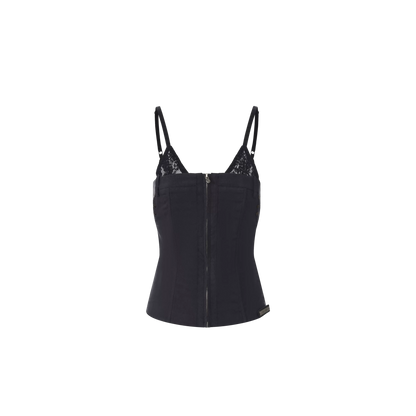 Lace Spliced Waist-Cinched Camisole