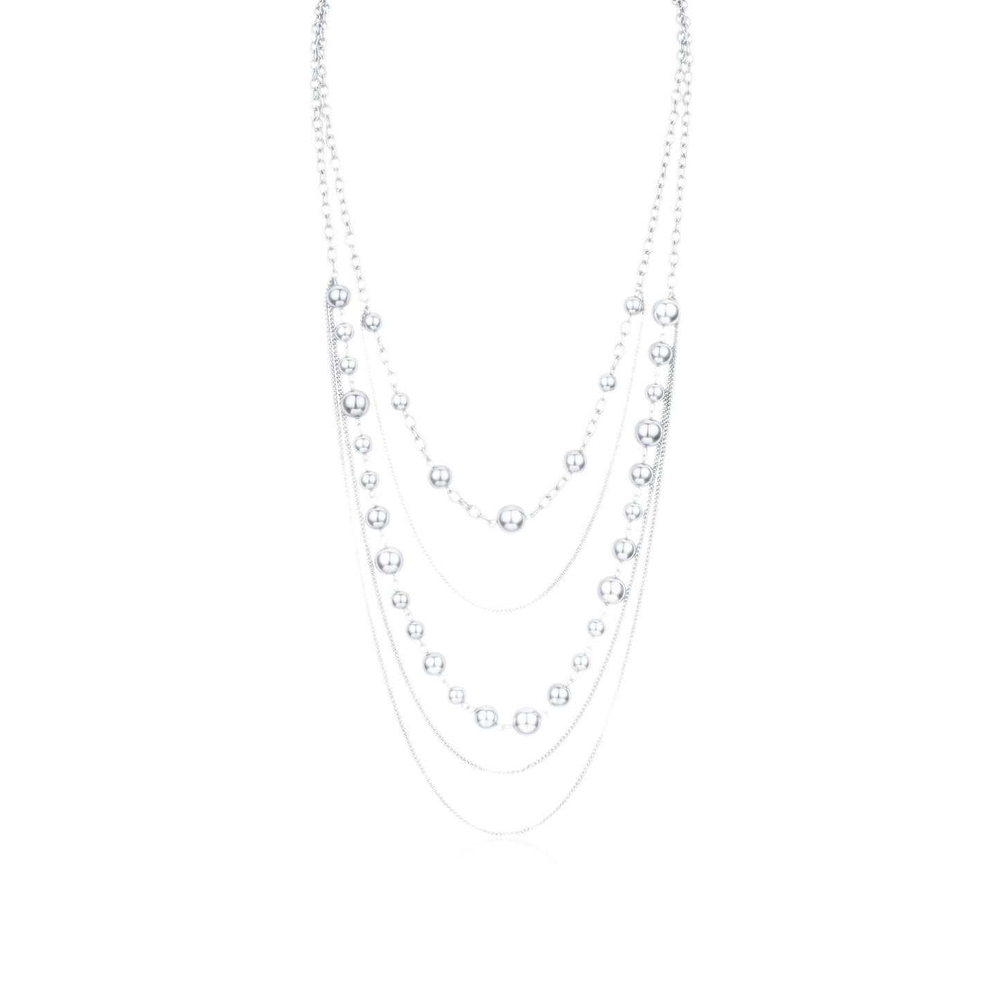 Silver Pearl Layered Necklace