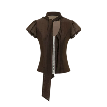 Tie-Neck Flared Skirt Set