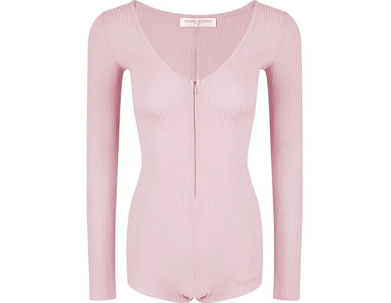 Ribbed Knit Slim Romper