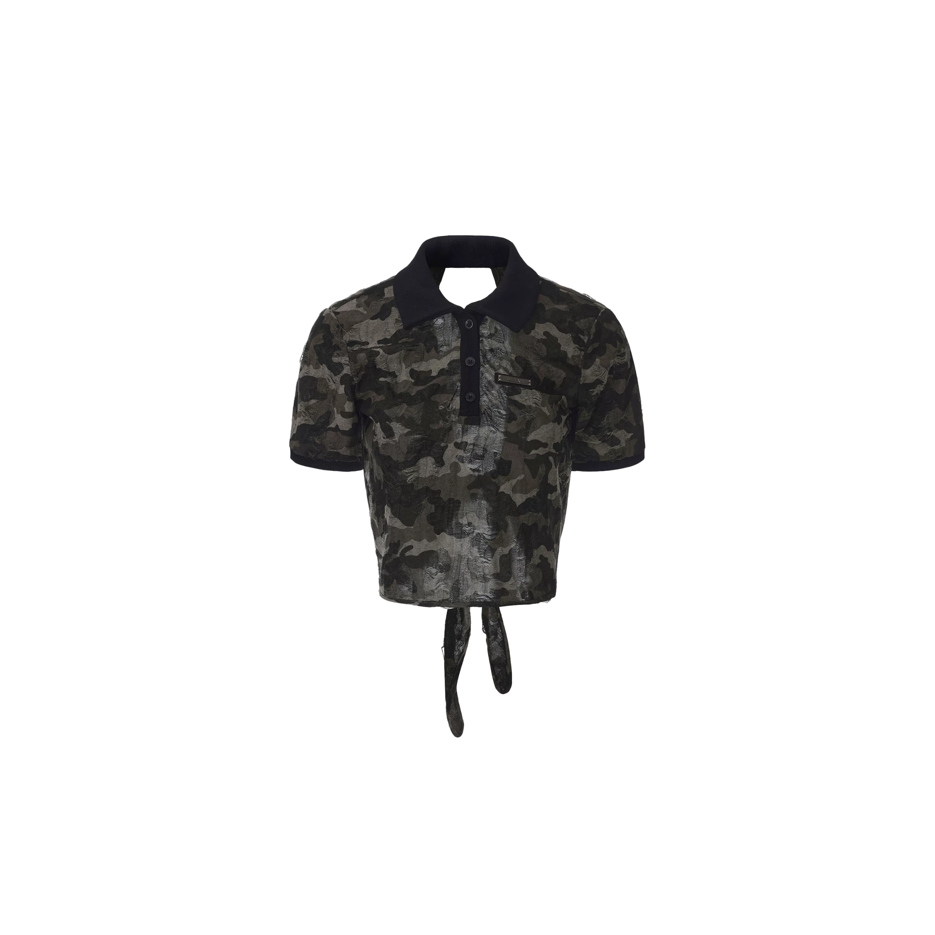 Lightweight Camouflage Polo with Back Tie Detail