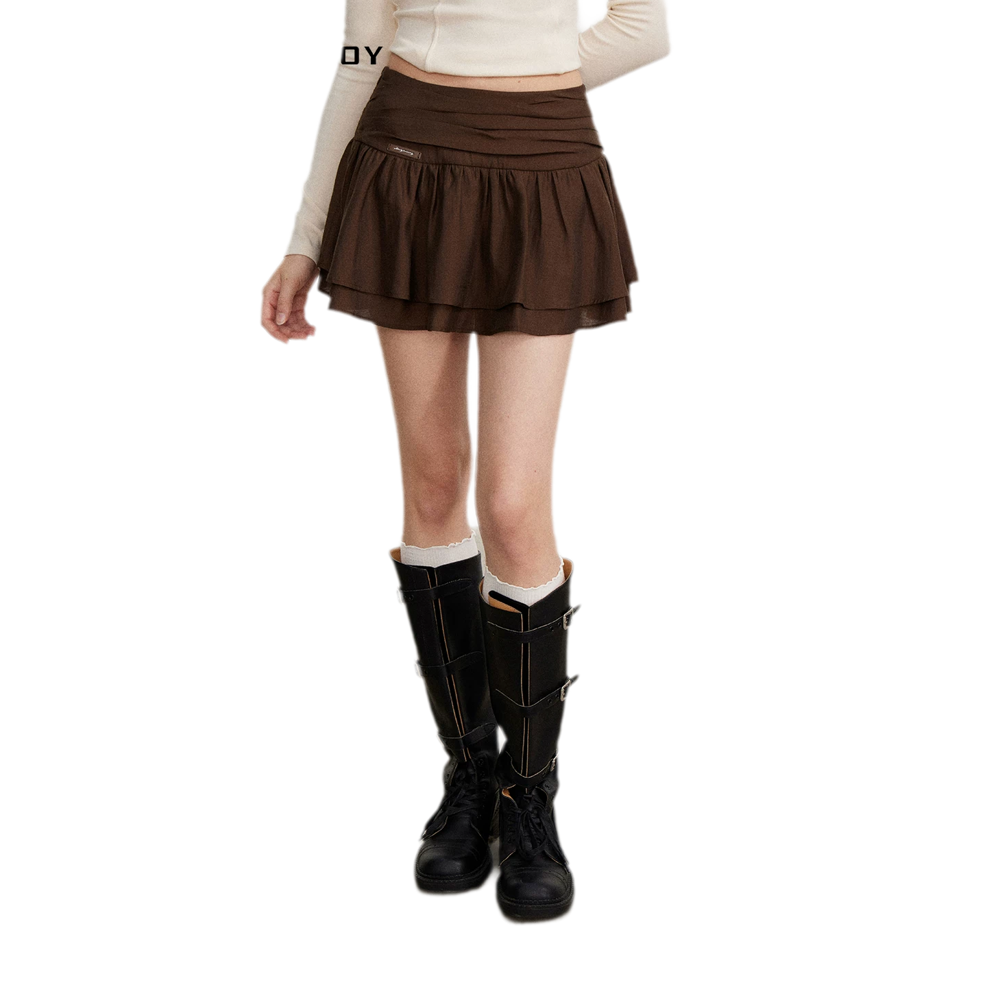 Pleated Ruffle A-Line Skirt