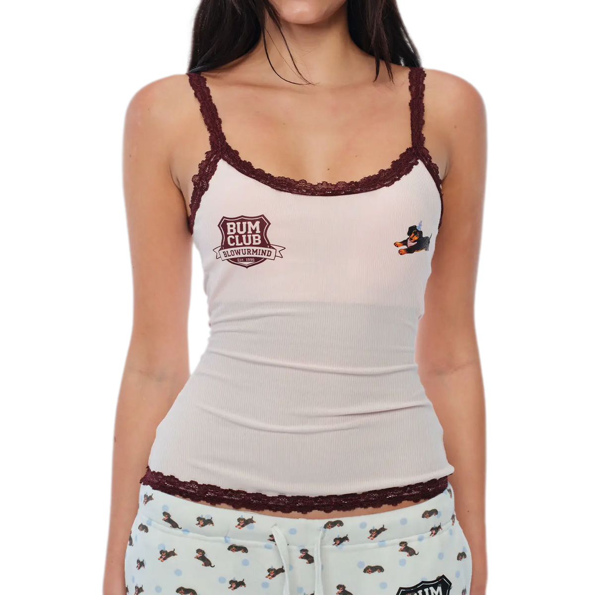Áo camisole họa tiết viền ren