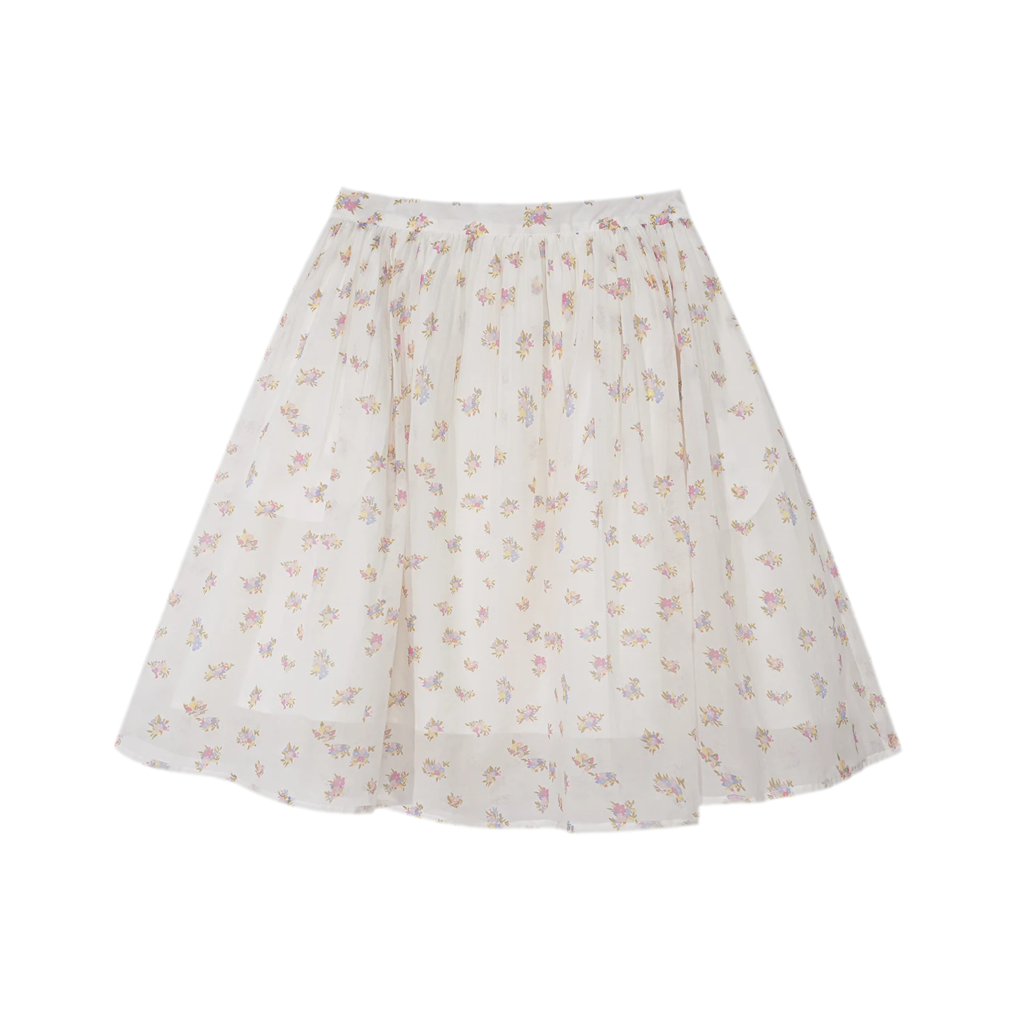 Pleated Floral A-Line Skirt