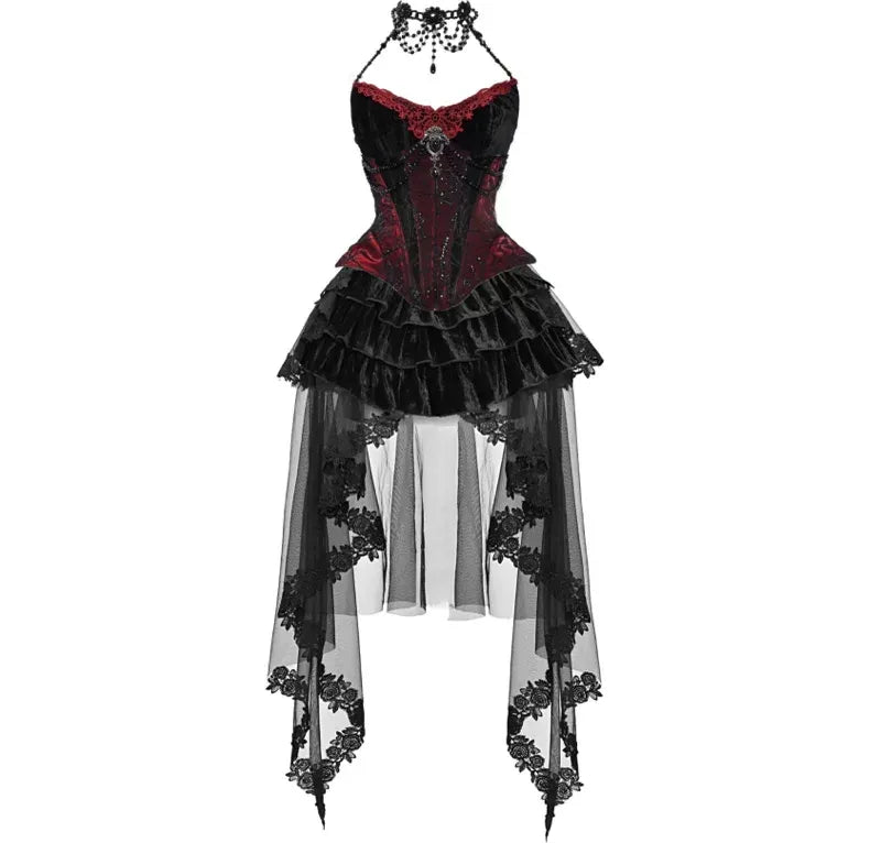 Beaded Velvet Gothic Corset Dress