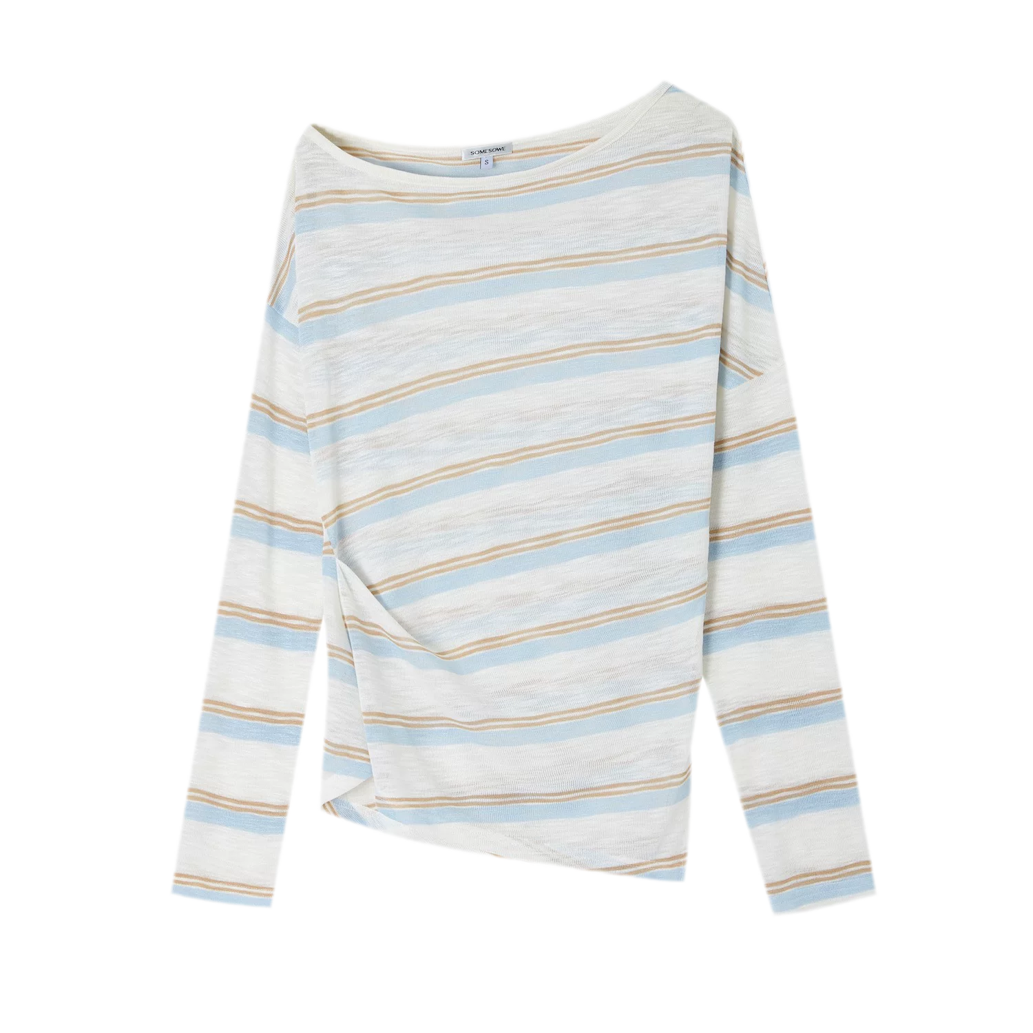 Sheer One-Shoulder Stripe Tee