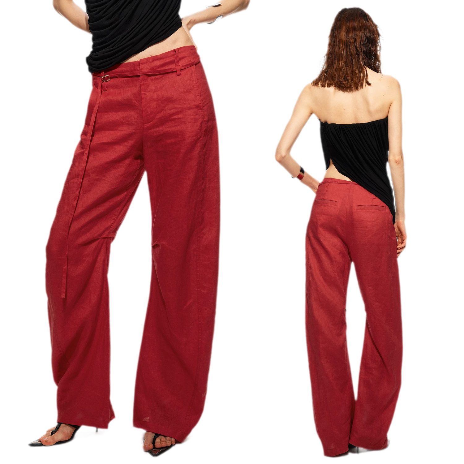 Linen Curved Wide Pants