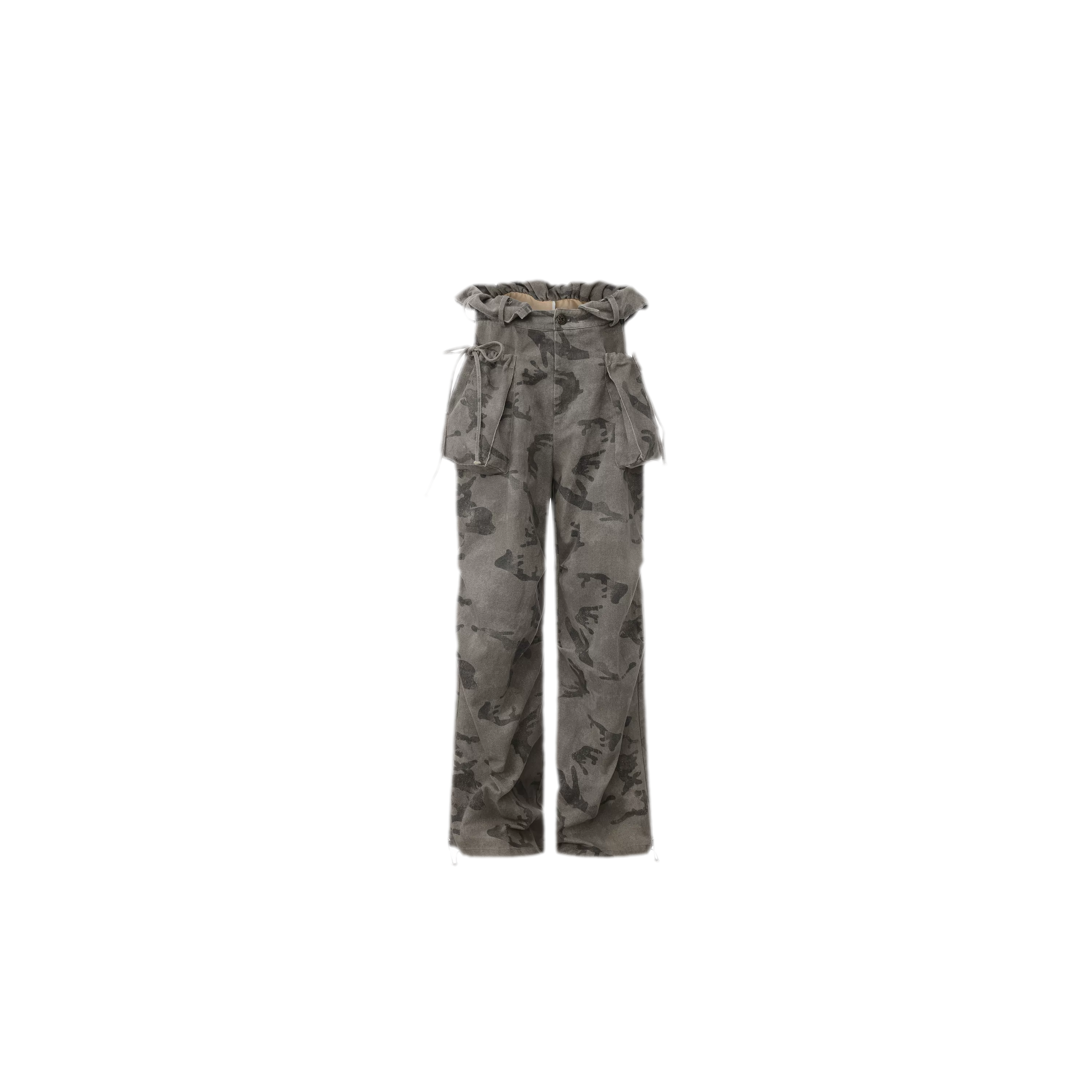 Washed Camouflage Wide-Leg Jeans