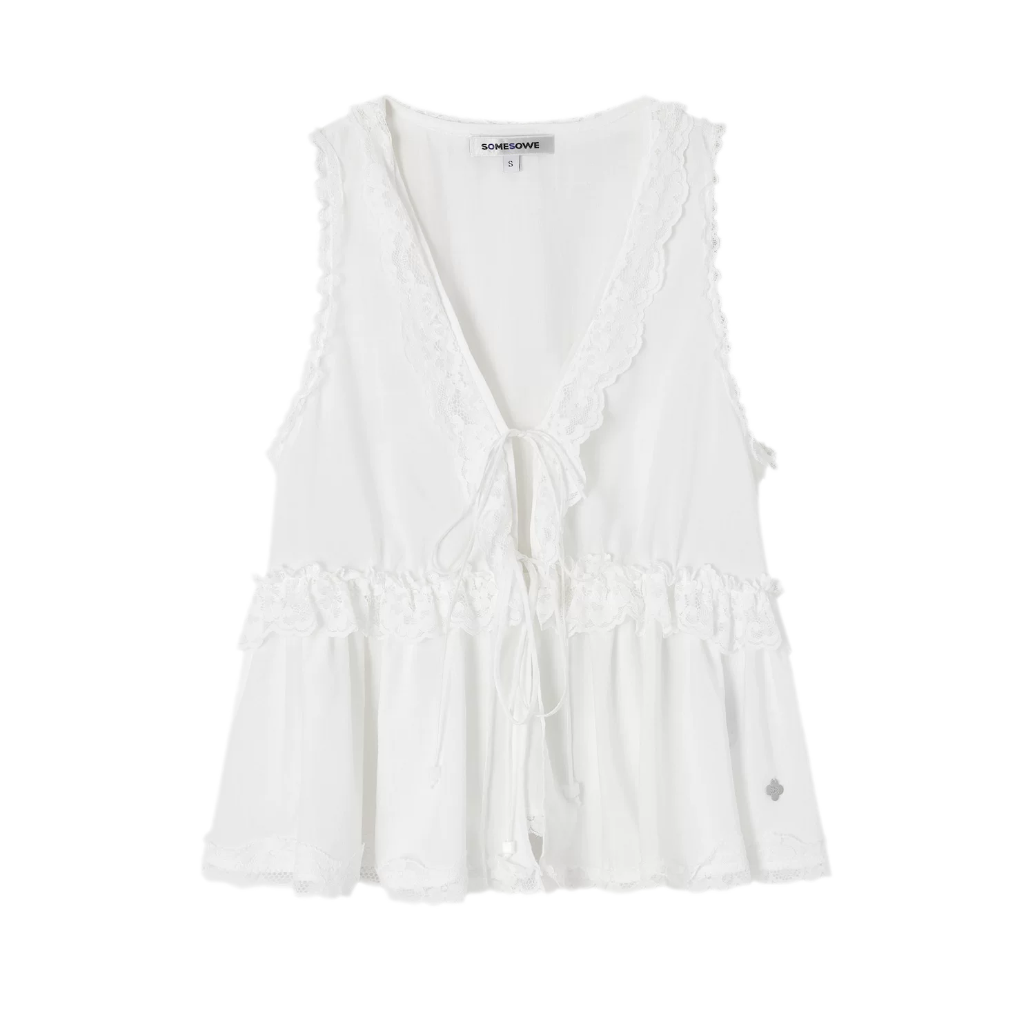 Lace Tie V-Neck Top