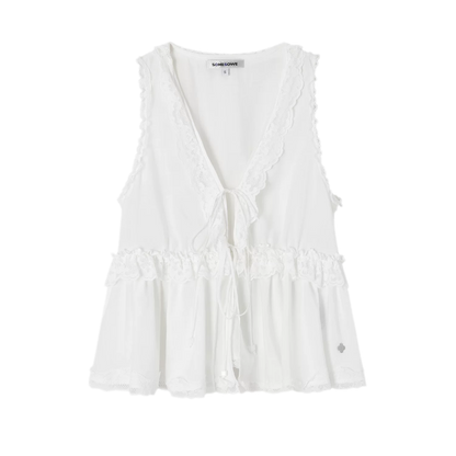 Lace Tie V-Neck Top