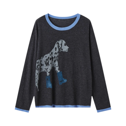 Oversized-Strickpullover mit Dalmatiner-Print