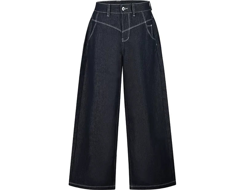 Wide-Leg Raw Denim Pants