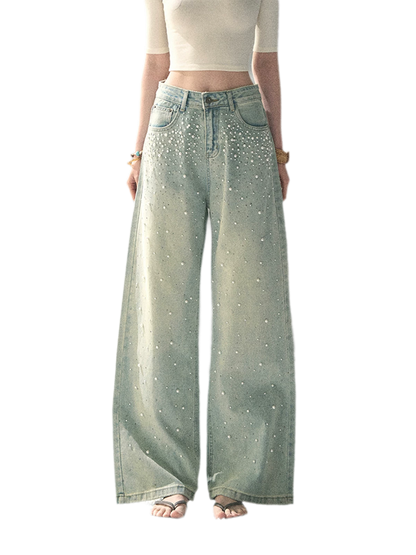 Washed Pearl Wide-Leg Jeans