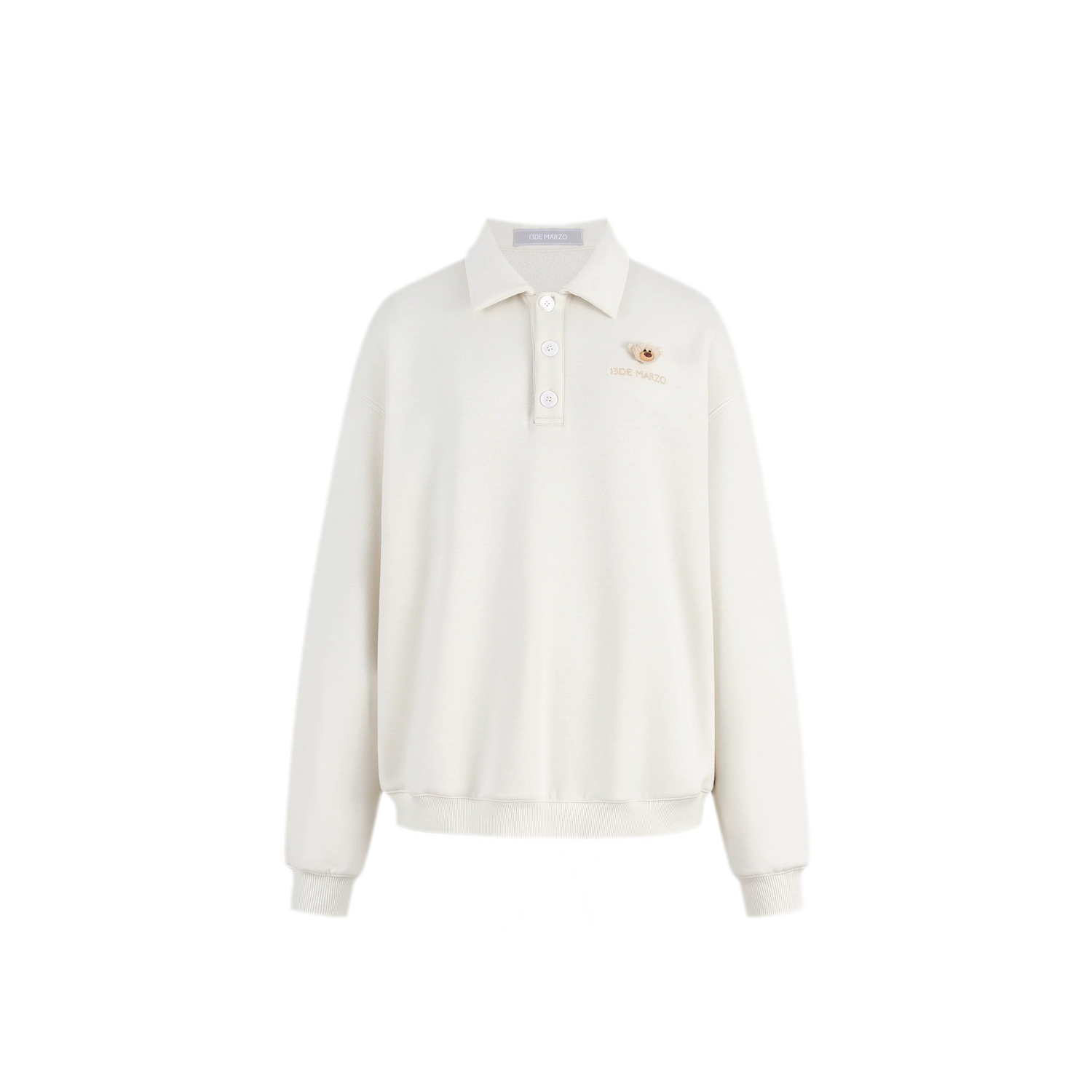 Textured Loose Polo Sweatshirt