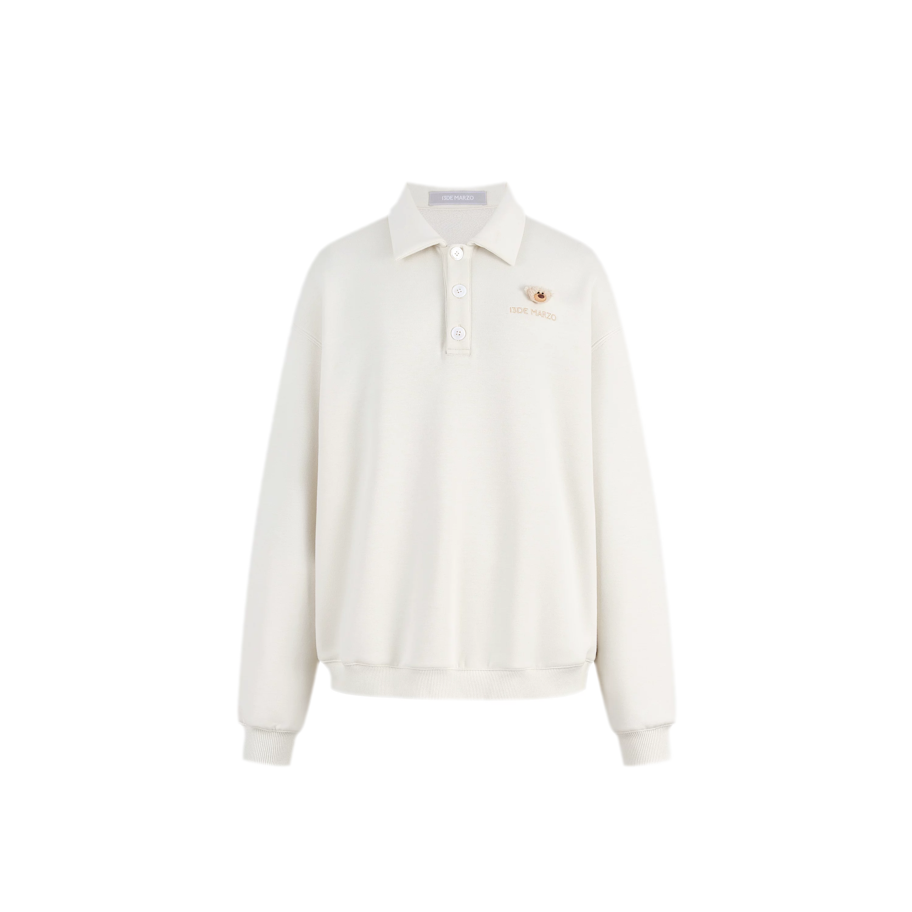Textured Loose Polo Sweatshirt