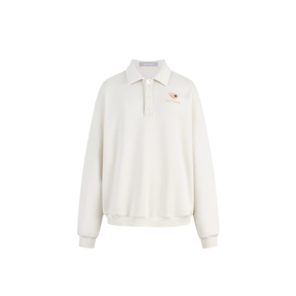Textured Loose Polo Sweatshirt